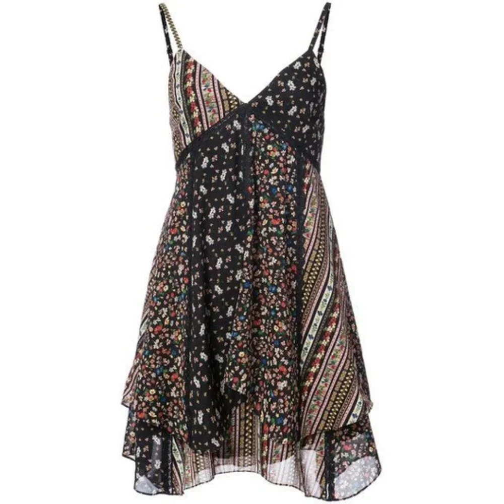 Alice + Olivia Delilah Tiered Print Stretch Silk Dress ASO Clary Fray